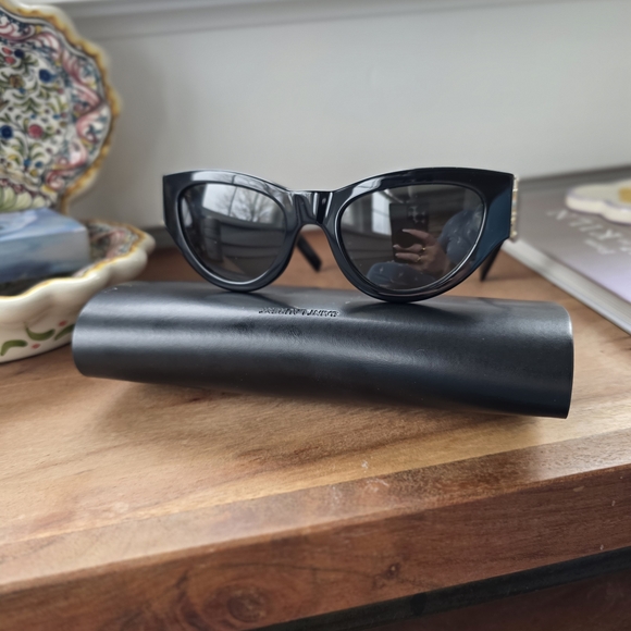 YSL Saint Laurent SL M94 Cat Eye Black & Gold Sunglasses - Picture 2 of 8